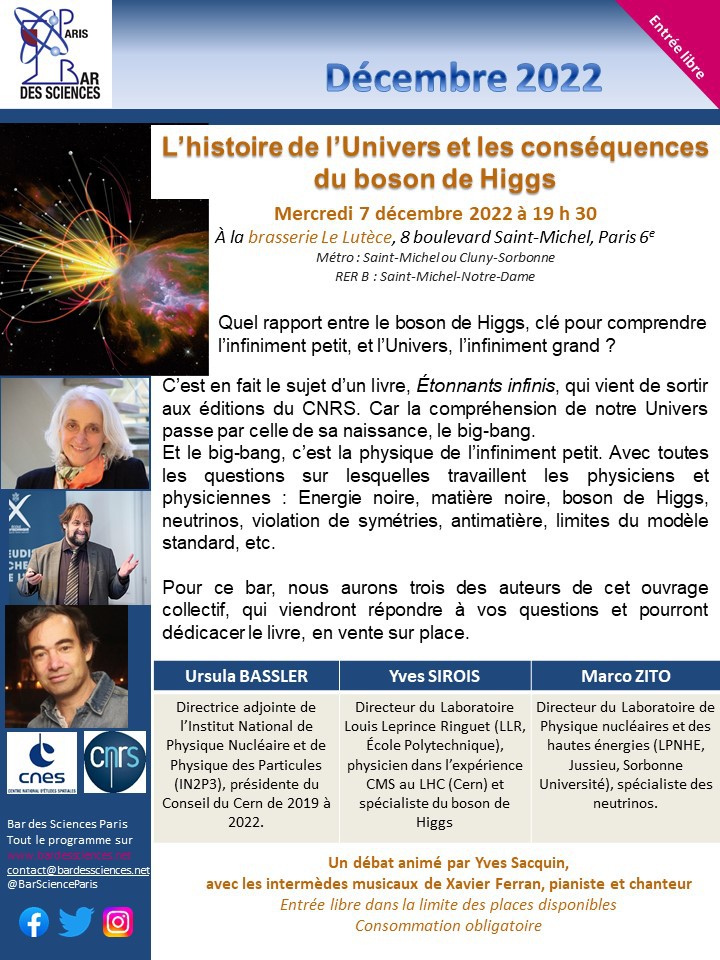 7 Décembre 2022 - L’histoire de l’Univers et les conséquences du boson de Higgs
