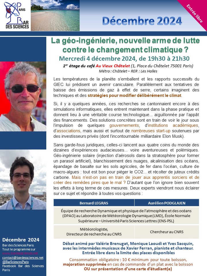 4 décembre 2024 - La géo-ingénierie, nouvelle arme de lutte contre le changement climatique ?