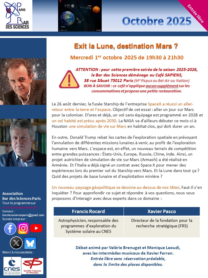1er octobre 2025 - Exit la Lune, destination Mars ?