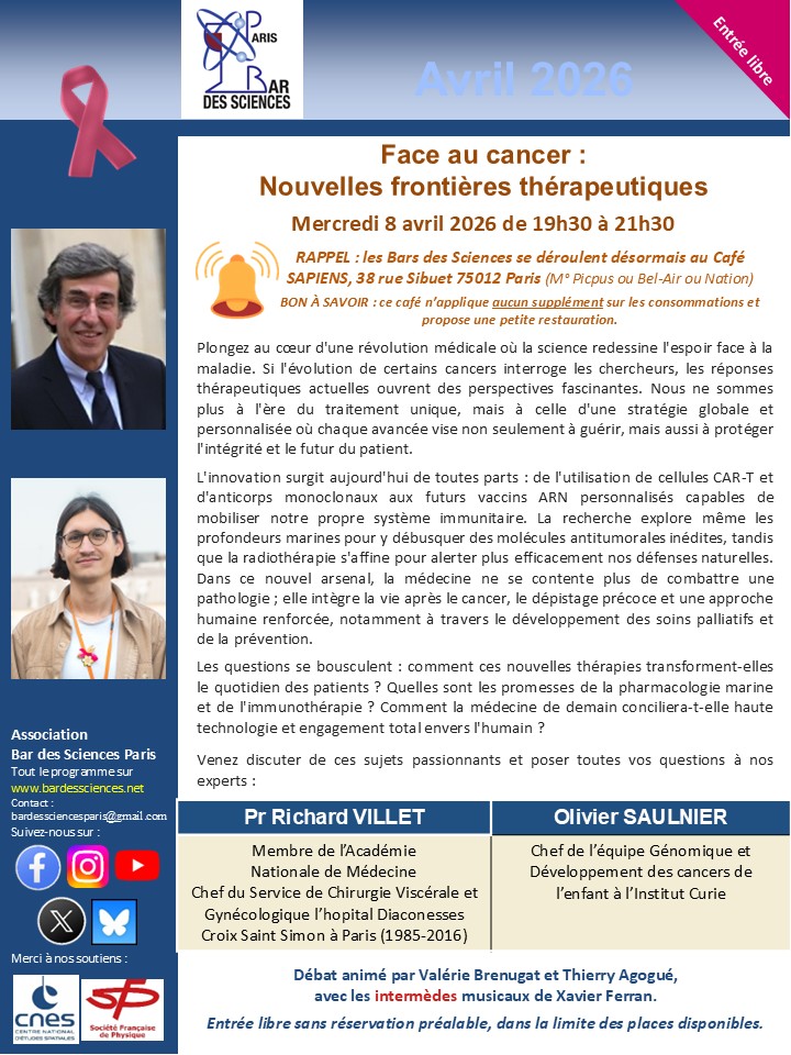 8 AVRIL 2026 - Face au cancer : nouvelles frontières thérapeutiques